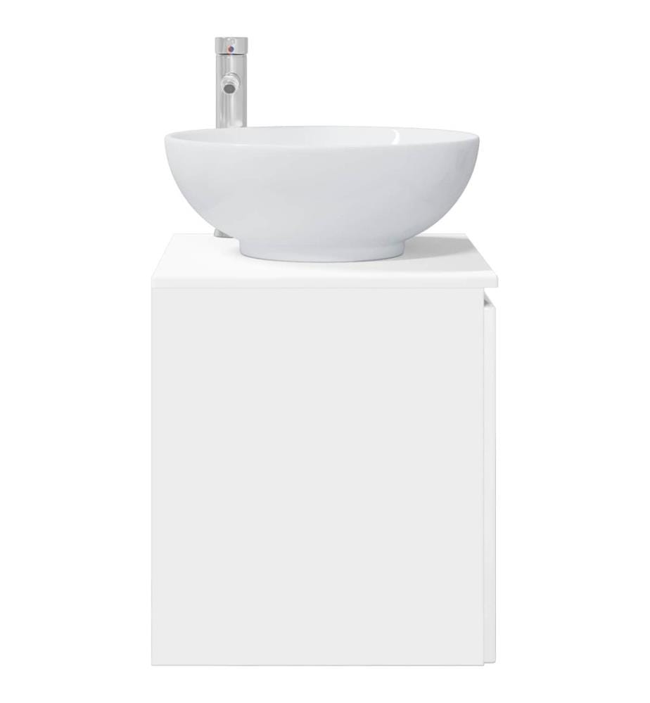 Vanité de lavabo mural Blanc brillant 49,5 x 44,5 x 65 cm