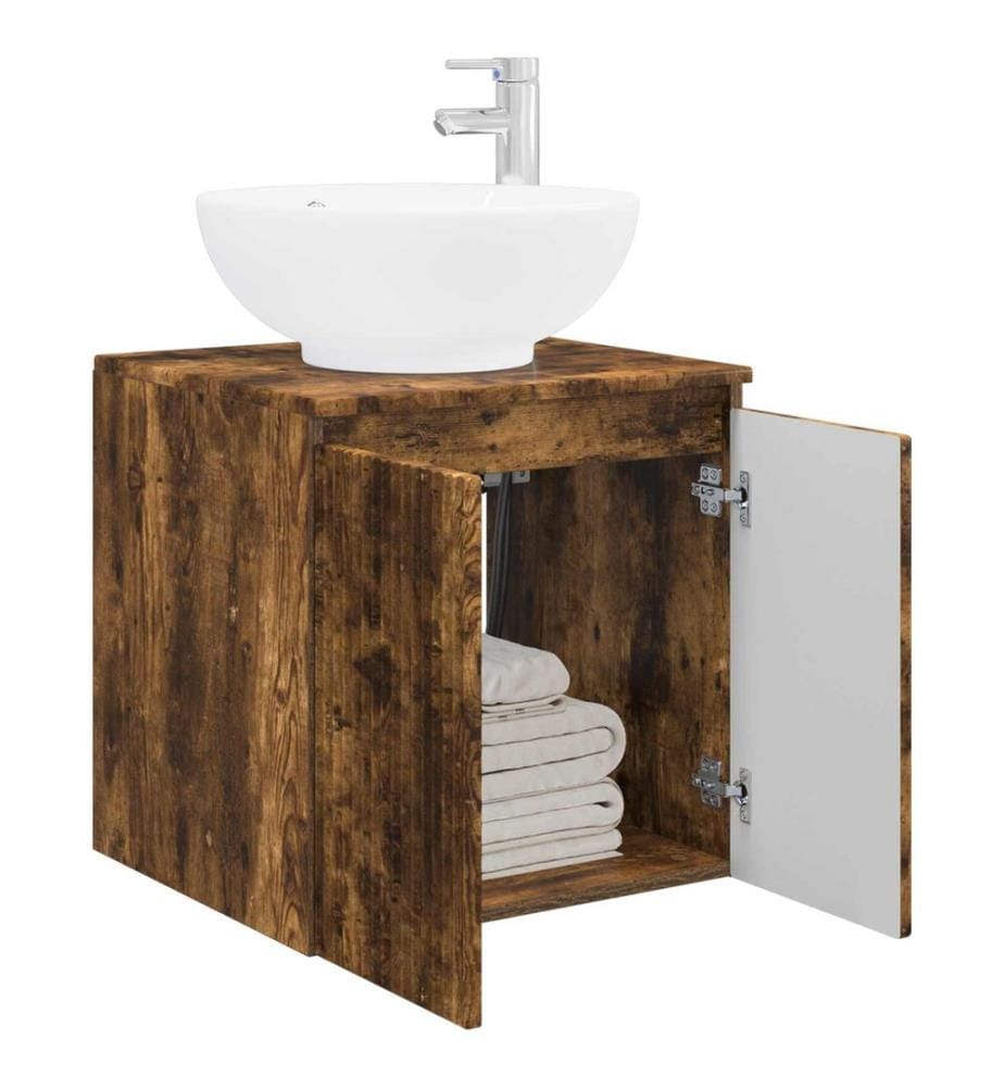 Vanité de lavabo mural Chêne fumé 49,5 x 44,5 x 65 cm