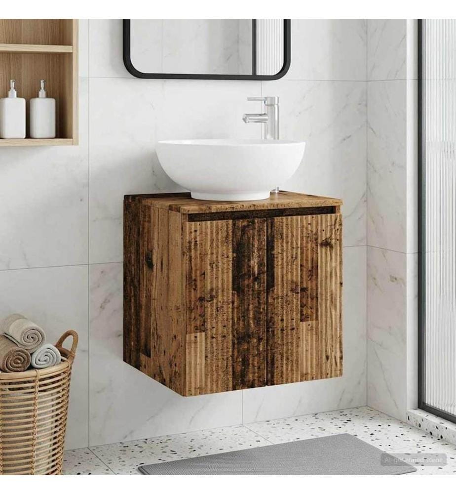 Vanité de lavabo mural Bois ancien 49,5 x 44,5 x 65 cm