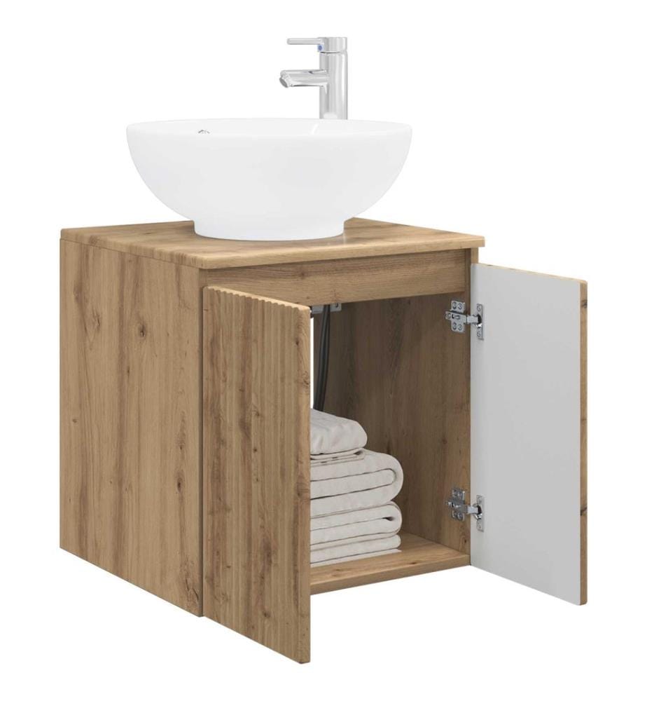 Vanité de lavabo mural Chêne artisanal 49,5 x 44,5 x 65 cm