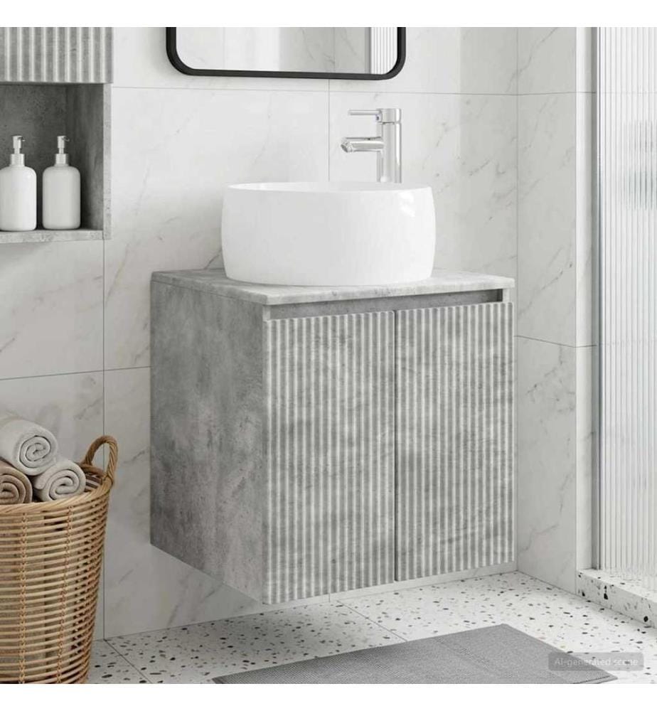 Vanité de lavabo mural Gris béton 49,5 x 44,5 x 66 cm