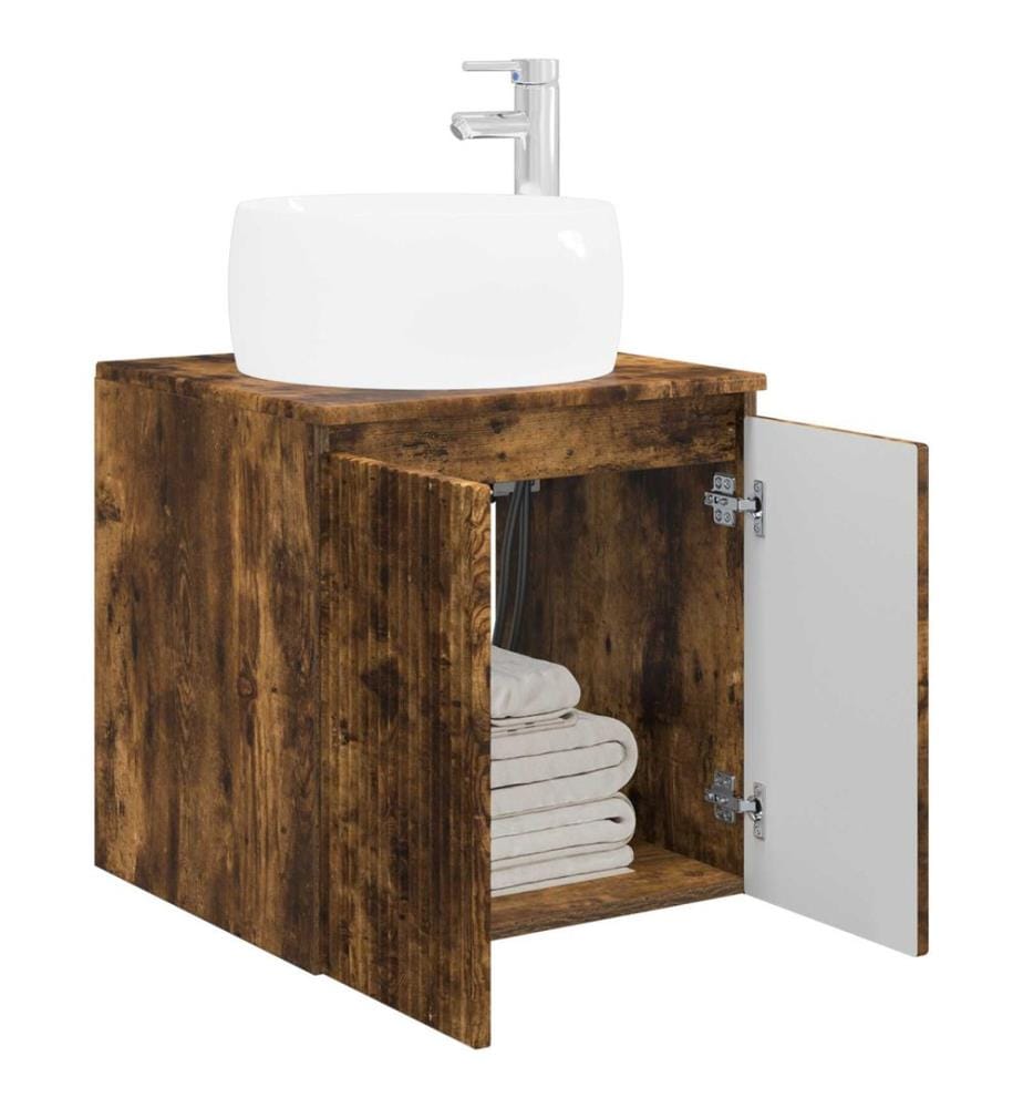 Vanité de lavabo mural Chêne fumé 49,5 x 44,5 x 66 cm