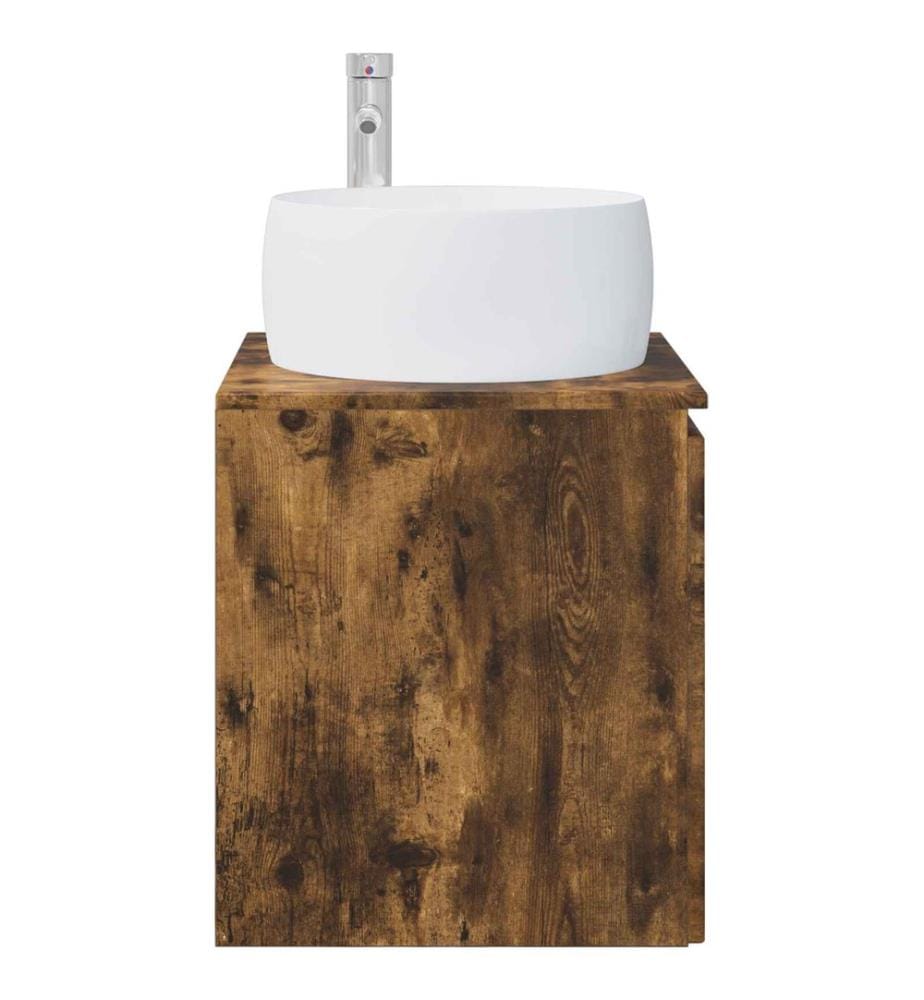 Vanité de lavabo mural Chêne fumé 49,5 x 44,5 x 66 cm