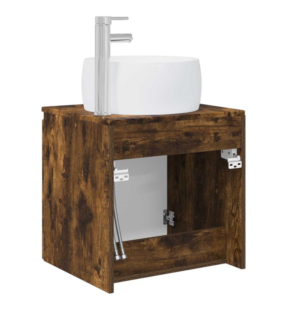 Vanité de lavabo mural Chêne fumé 49,5 x 44,5 x 66 cm