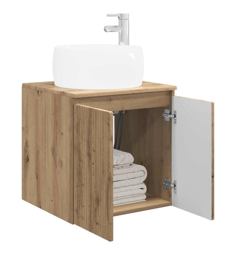 Vanité de lavabo mural Chêne artisanal 49,5 x 44,5 x 66 cm