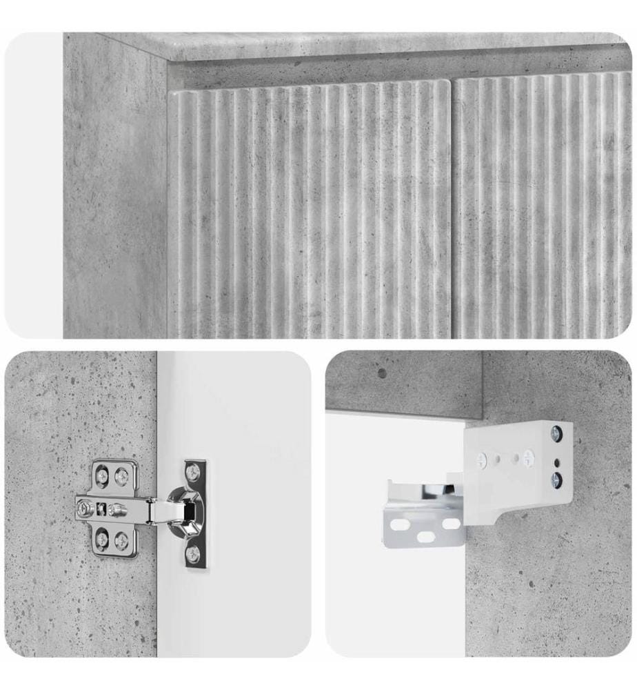 Cabinet de Salle de Bain Mural Gris béton 62,5 x 44,5 x 50 cm