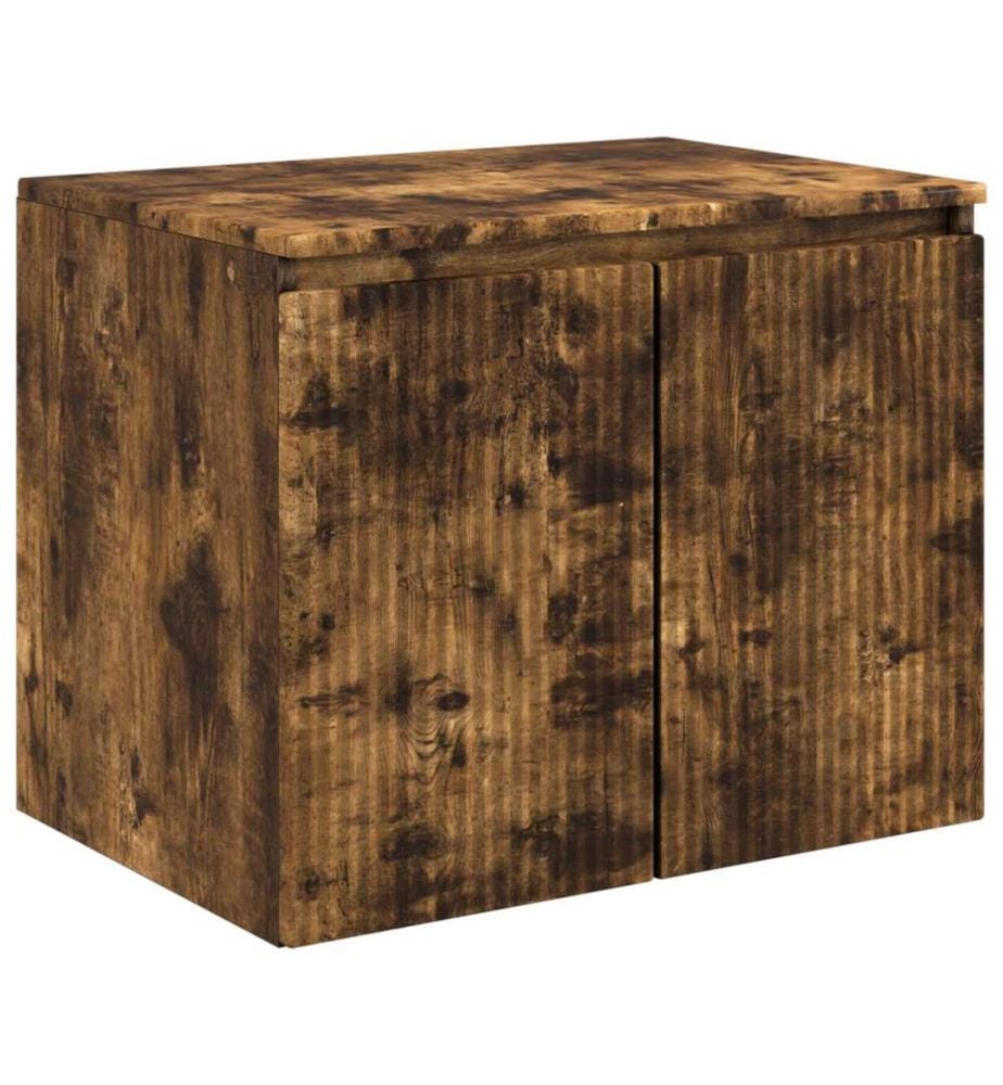 Cabinet de Salle de Bain Mural Chêne fumé 62,5 x 44,5 x 50 cm