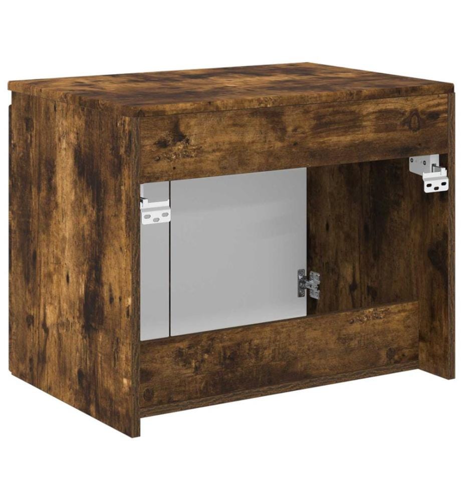 Cabinet de Salle de Bain Mural Chêne fumé 62,5 x 44,5 x 50 cm