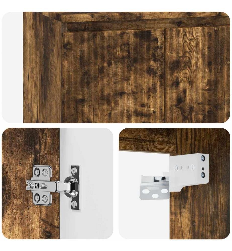 Cabinet de Salle de Bain Mural Chêne fumé 62,5 x 44,5 x 50 cm