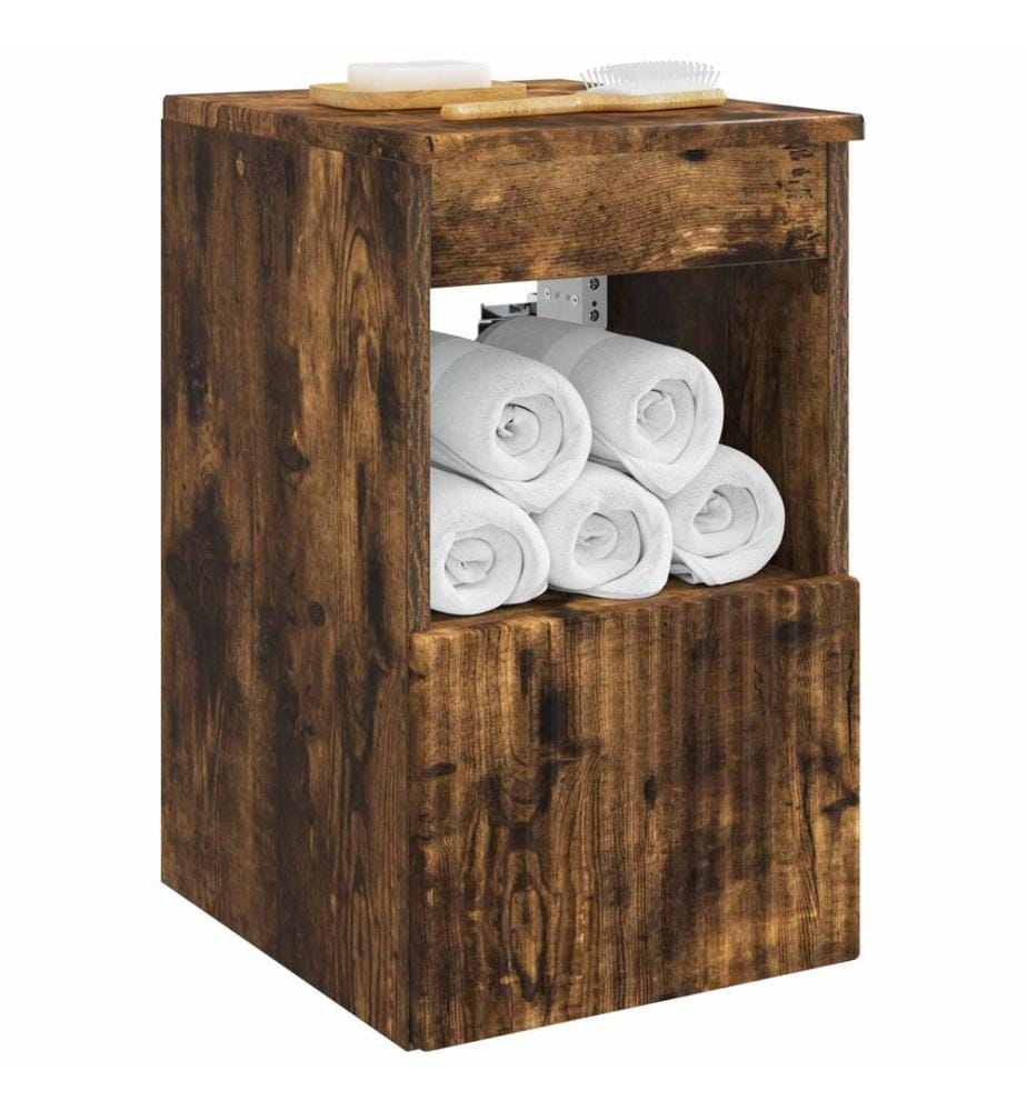 Armoire de salle de bain Chêne fumé 30 x 35 x 50 cm