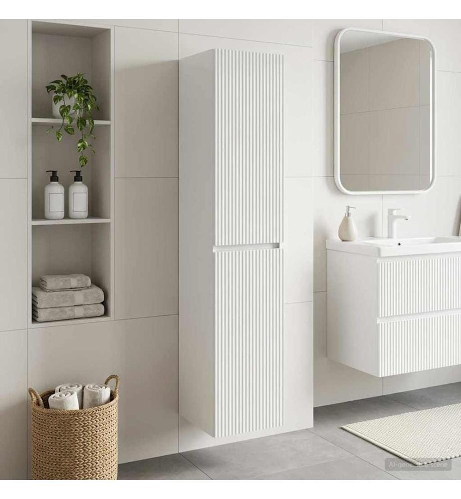 Wandmontierter Badezimmerschrank Hochglanz Weiss