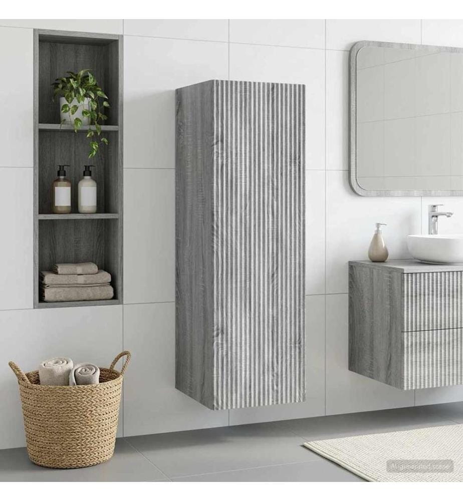 Wandmontierter Badezimmerschrank Grau Sonoma 33 x 34,5 x 100 cm