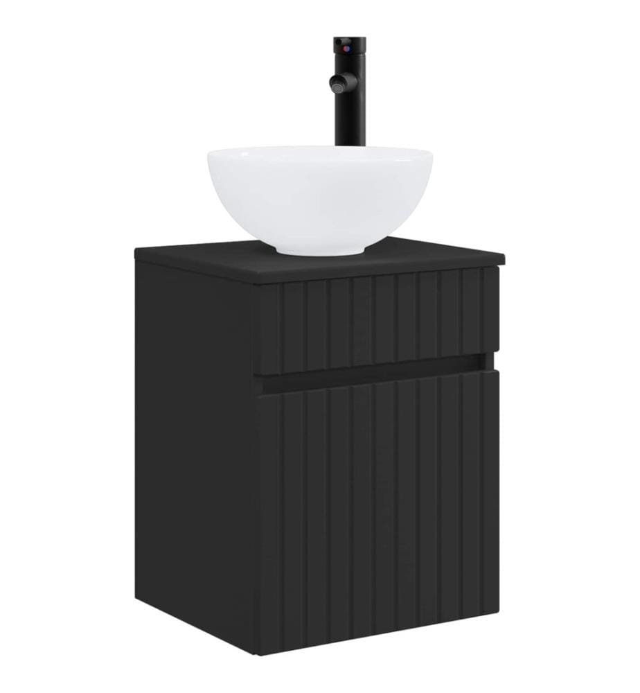 Meuble de lavabo mural Noir 39 x 35 x 63 cm Bois d'ingénierie