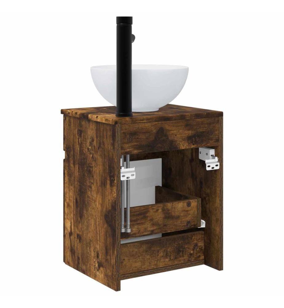 Meuble de lavabo mural Chêne fumé 39 x 41 x 64,5 cm