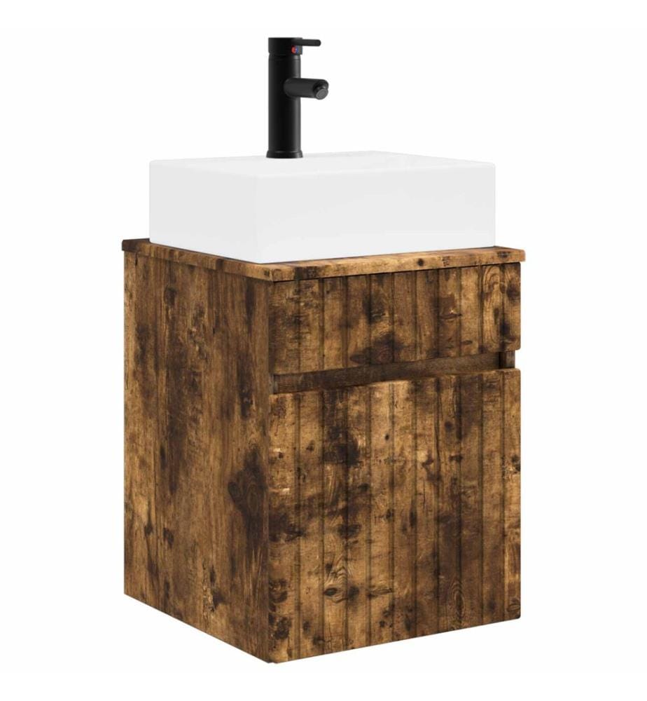 Wandmontierter Waschbecken Vanity Geräucherte Eiche