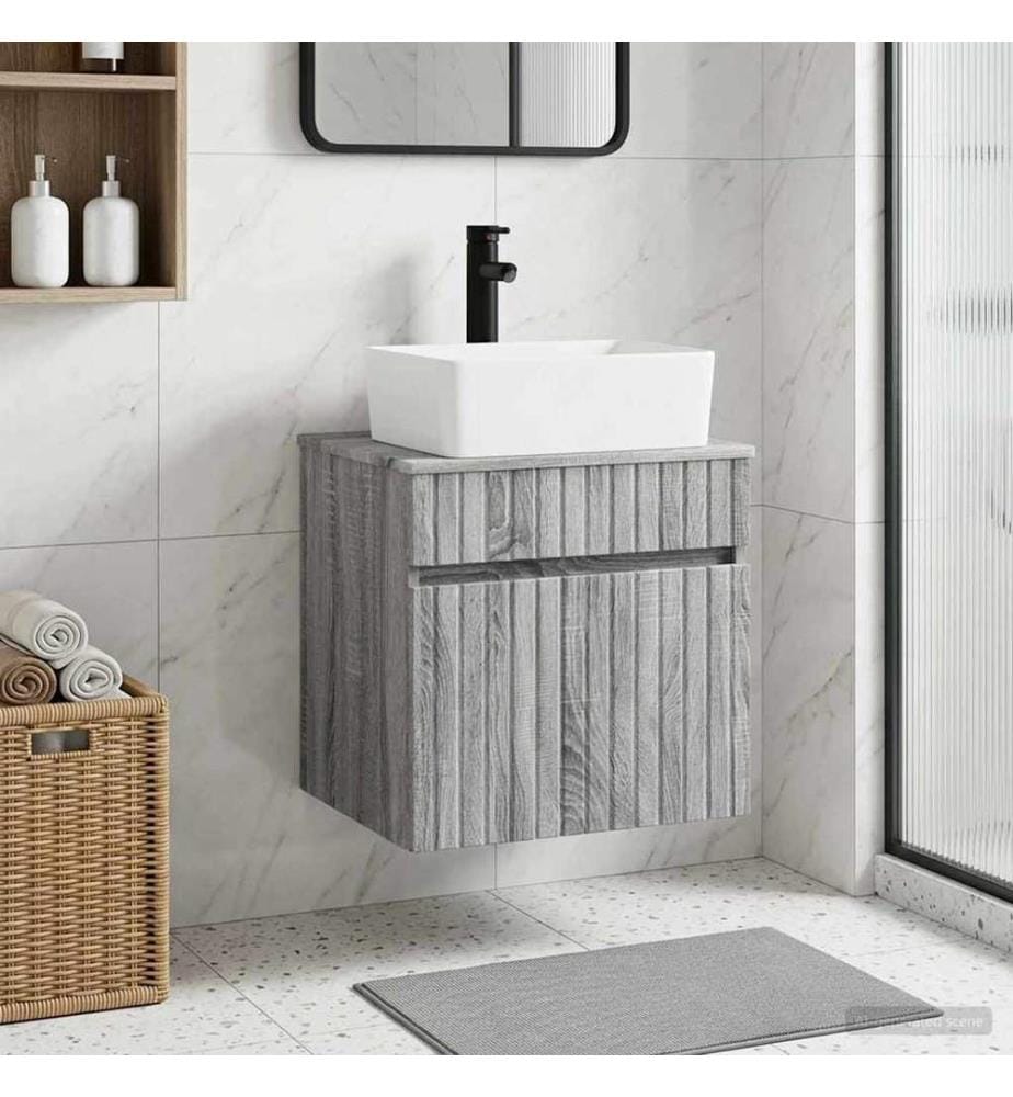 Meuble de lavabo mural Sonoma gris 49 x 41 x 63 cm