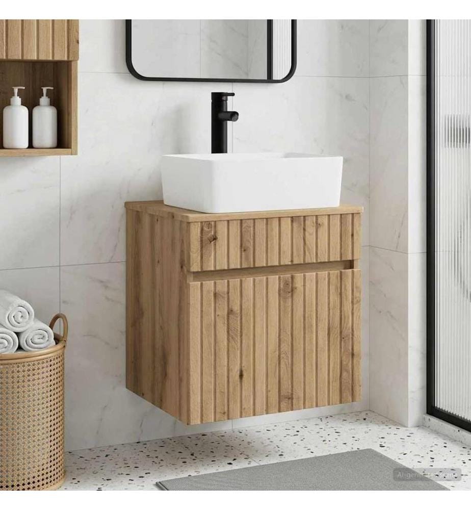 Meuble de lavabo mural Chêne artisanal 49 x 41 x 63 cm