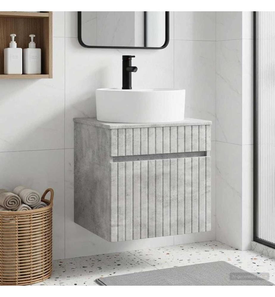 Meuble de lavabo mural Gris béton 49 x 44,5 x 65 cm