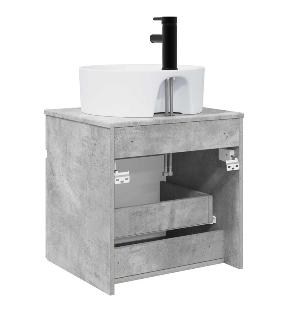 Meuble de lavabo mural Gris béton 49 x 44,5 x 65 cm