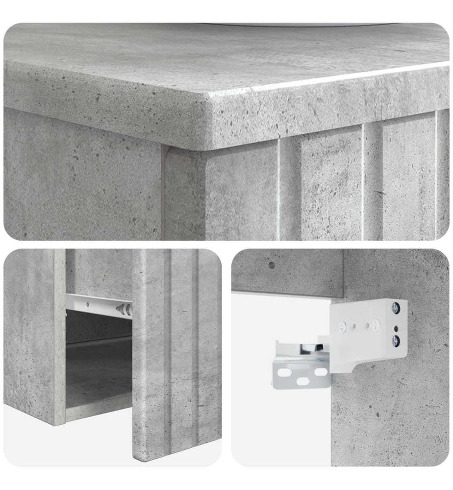 Meuble de lavabo mural Gris béton 49 x 44,5 x 65 cm