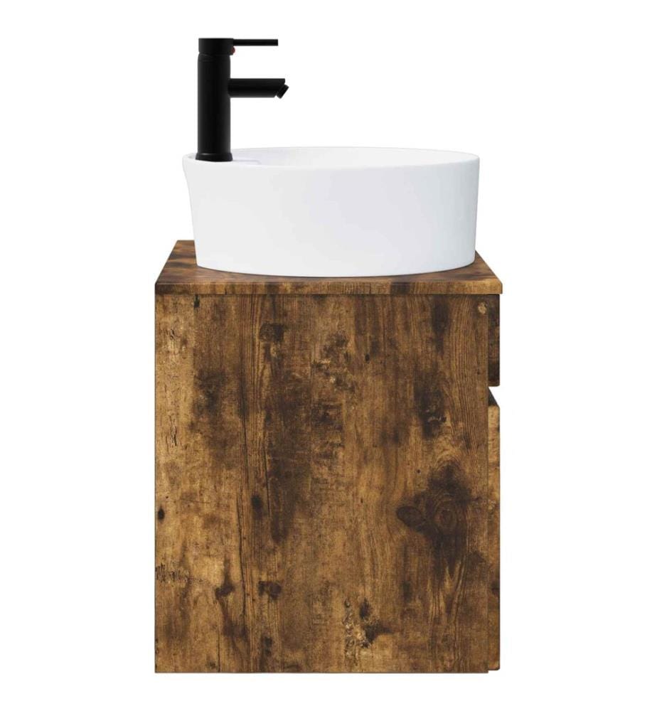 Meuble de lavabo mural Chêne fumé 49 x 44,5 x 65 cm
