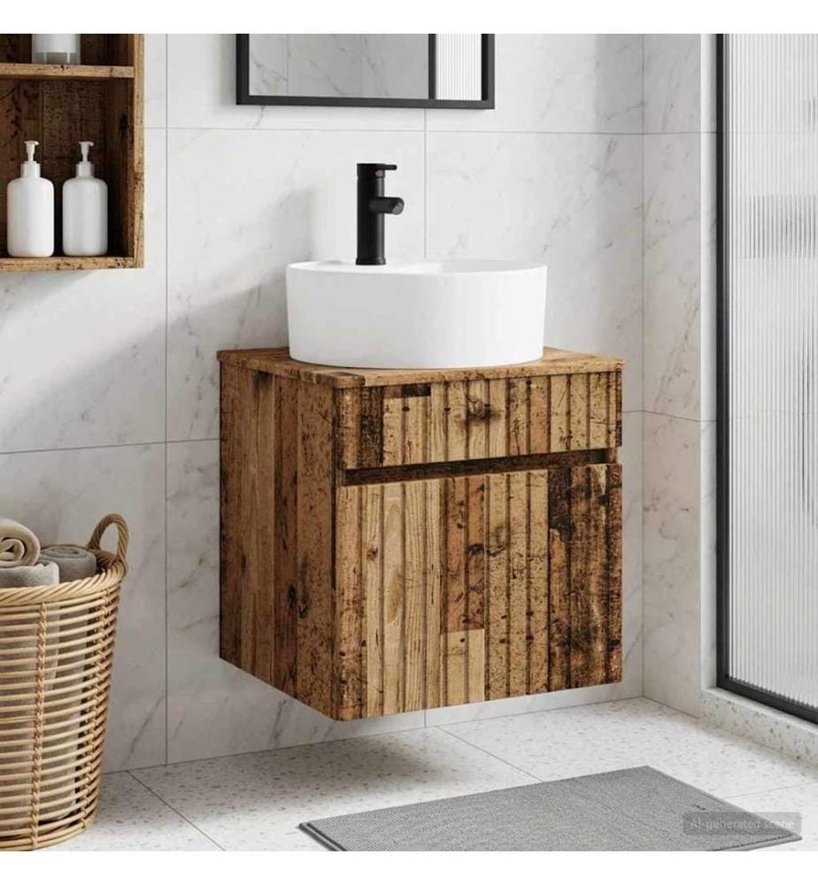 Meuble de lavabo mural Bois ancien 49 x 44,5 x 65 cm