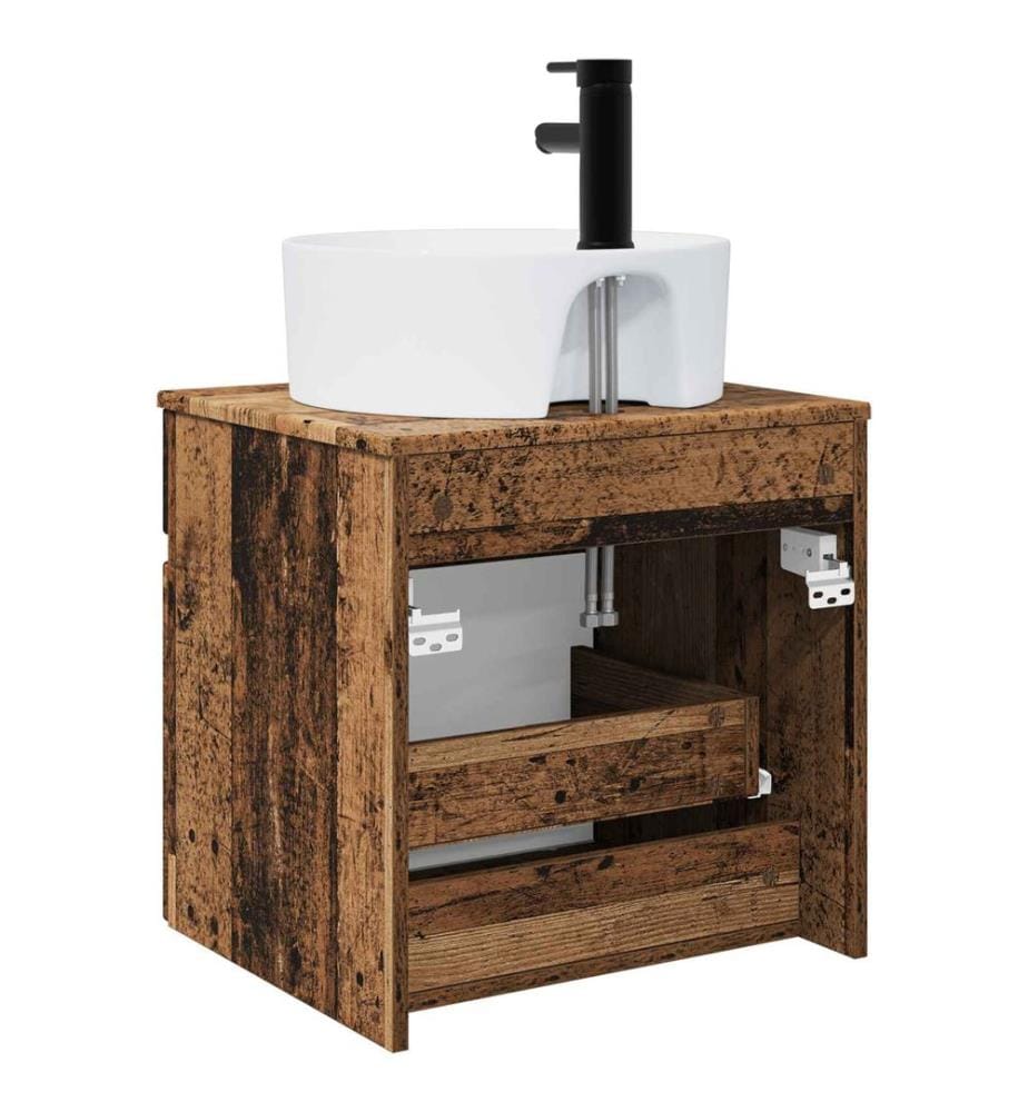 Meuble de lavabo mural Bois ancien 49 x 44,5 x 65 cm