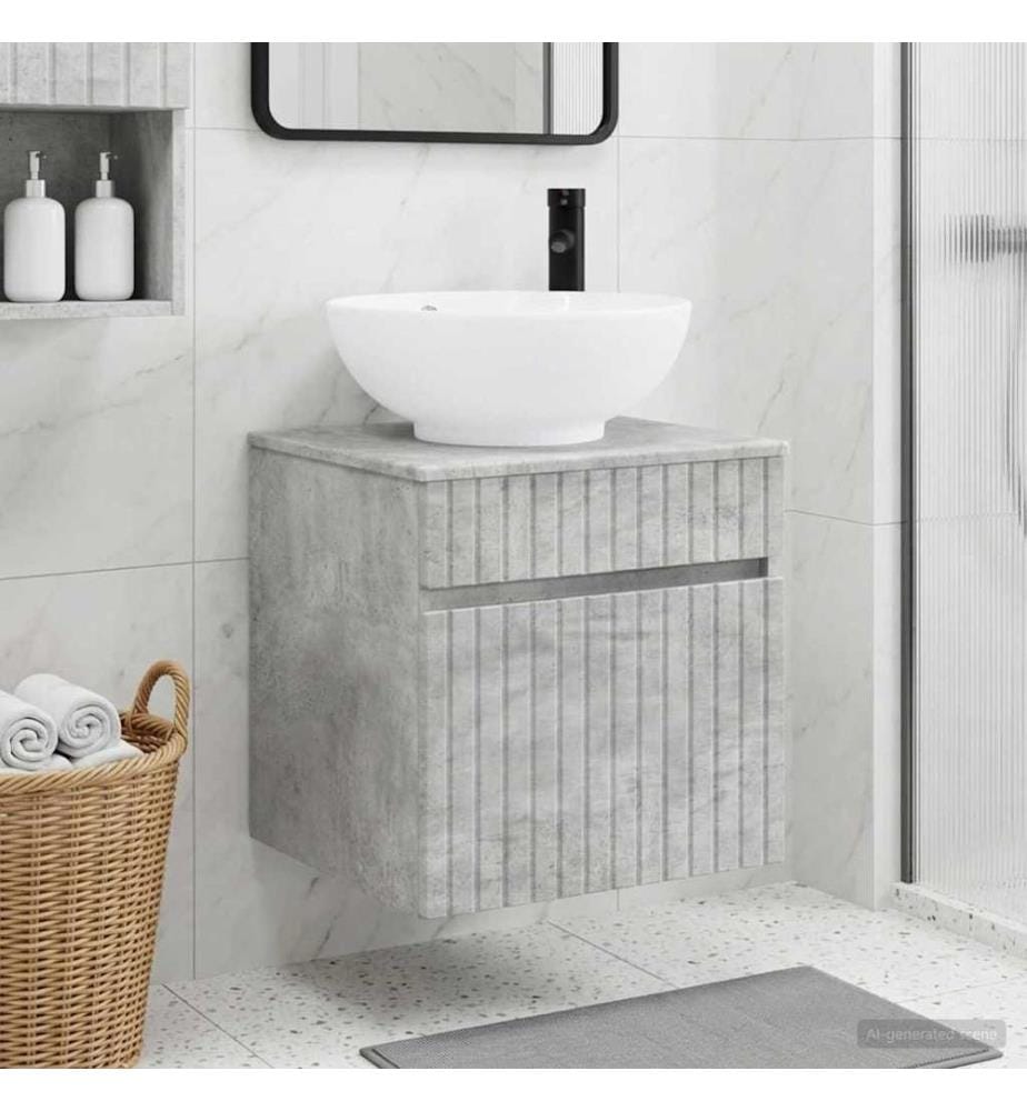 Meuble de lavabo mural Gris béton 49 x 44,5 x 66,5 cm
