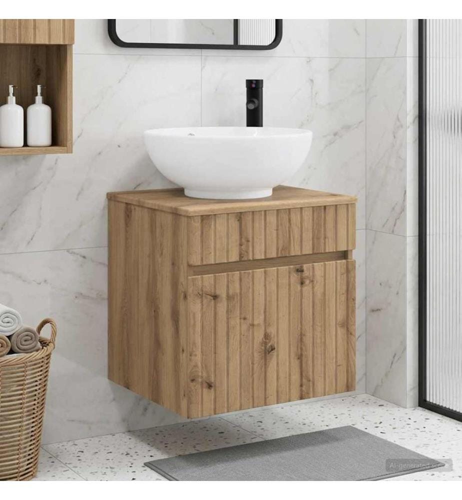 Meuble de lavabo mural Chêne artisanal 49 x 44,5 x 66,5 cm