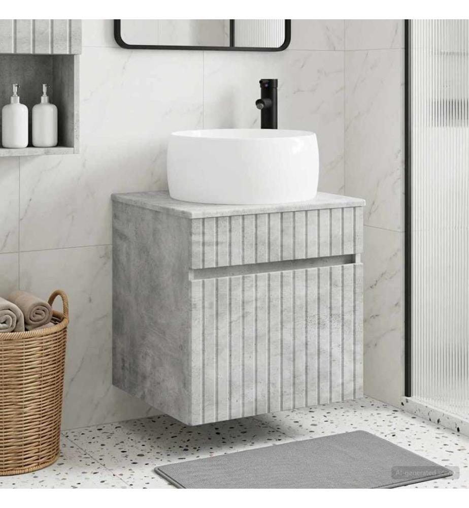 Meuble de lavabo mural Gris béton 49 x 44,5 x 66 cm