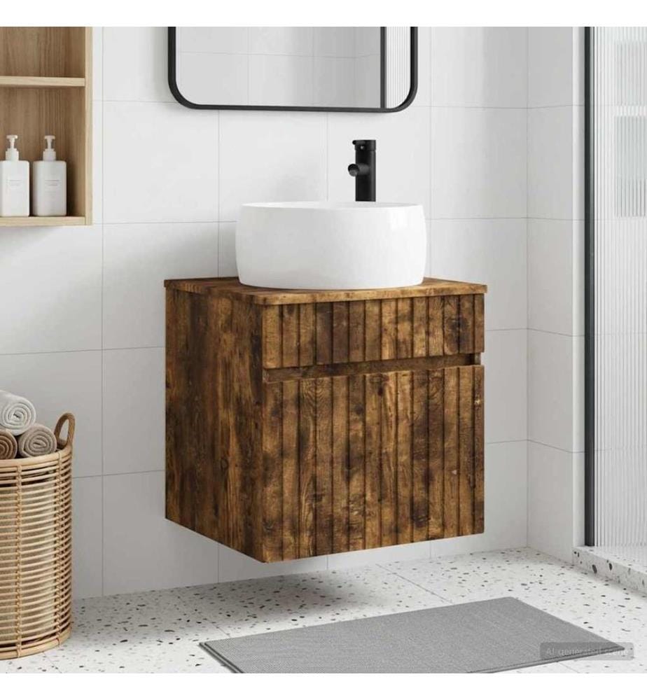 Wandmontierte Waschbecken-Vanität Geräucherte Eiche