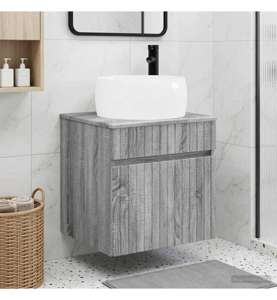 Meuble de lavabo mural Sonoma gris 49 x 44,5 x 66 cm