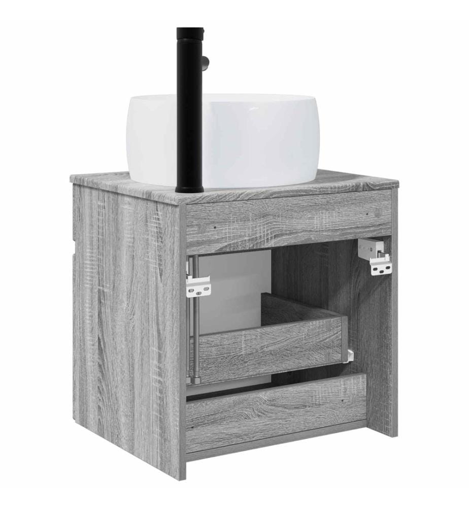 Meuble de lavabo mural Sonoma gris 49 x 44,5 x 66 cm