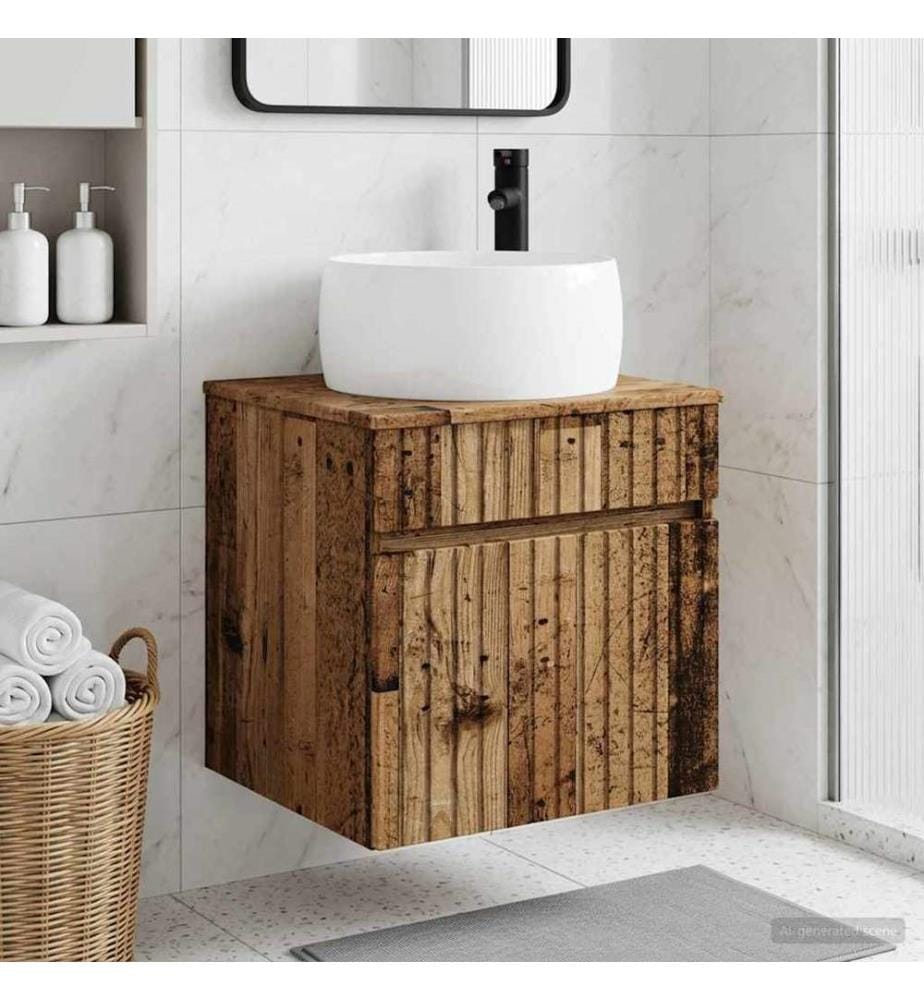 Meuble de lavabo mural Bois ancien 49 x 44,5 x 66 cm