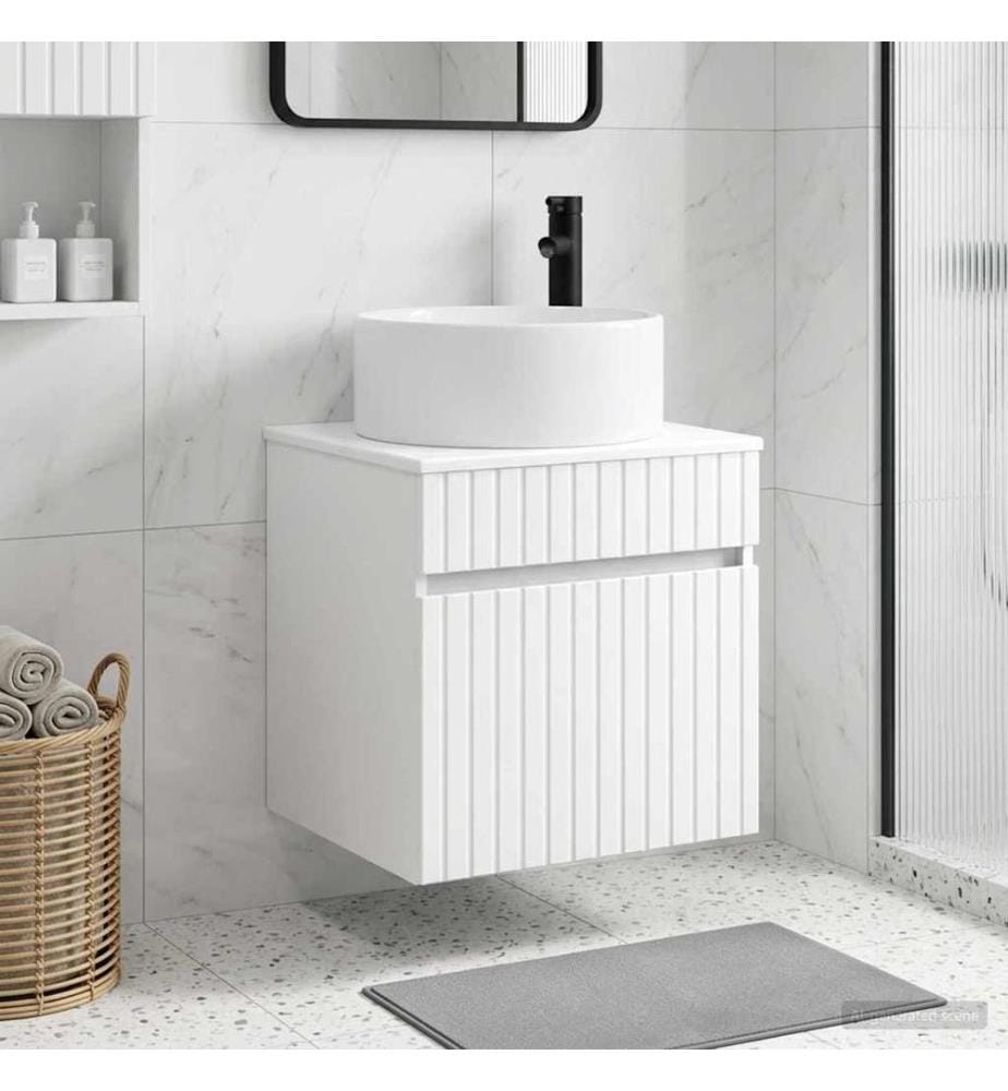 Meuble de lavabo mural Blanc brillant 49 x 44,5 x 65,5 cm