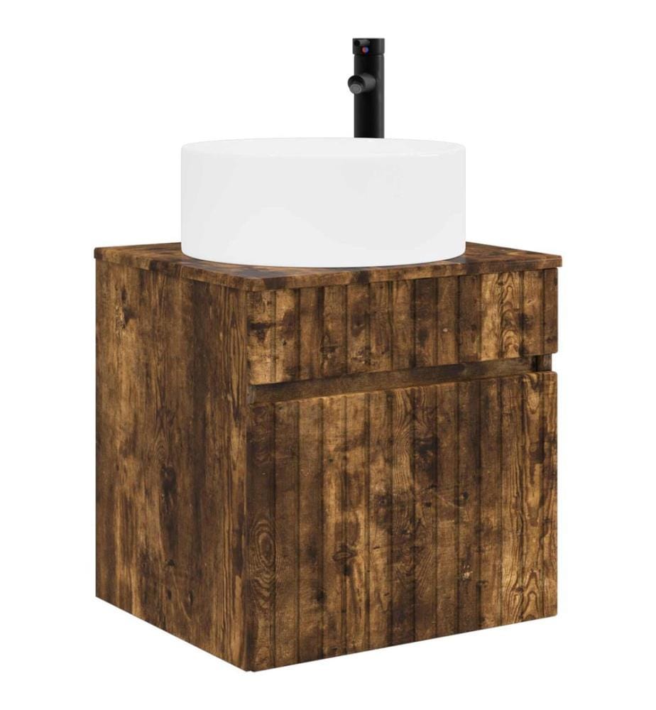 Meuble de lavabo mural Chêne fumé 49 x 44,5 x 65,5 cm