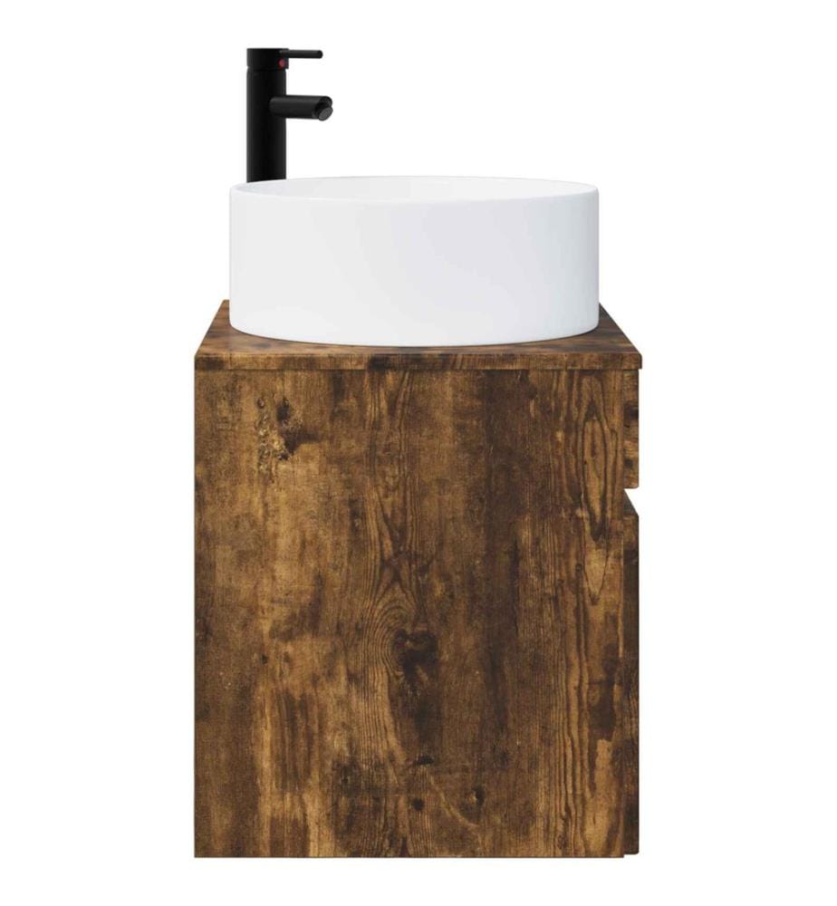 Meuble de lavabo mural Chêne fumé 49 x 44,5 x 65,5 cm