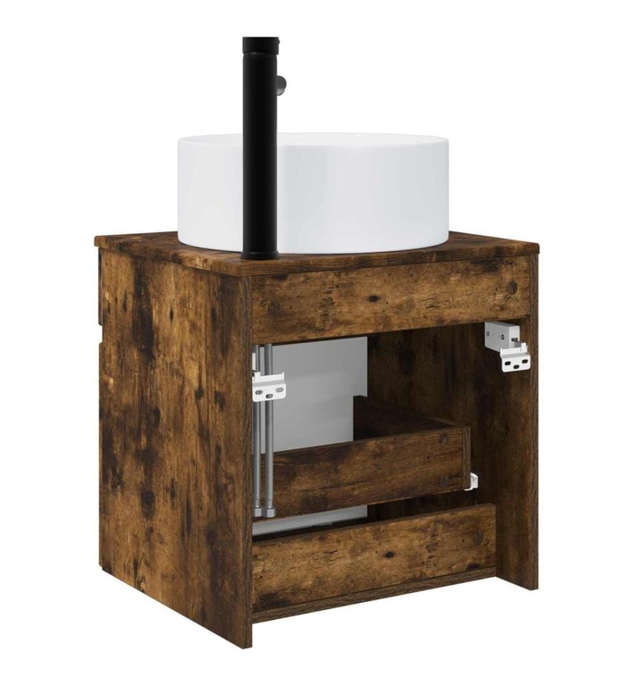Meuble de lavabo mural Chêne fumé 49 x 44,5 x 65,5 cm