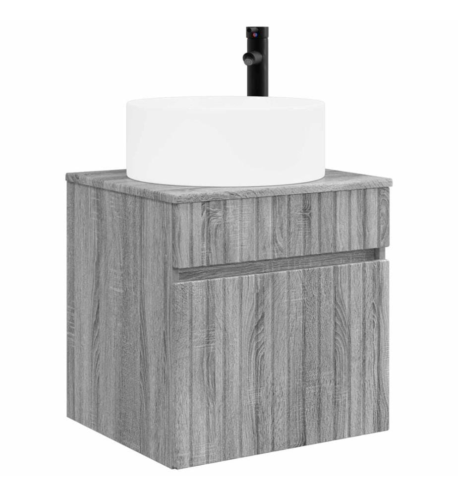 Meuble de lavabo mural Sonoma gris 49 x 44,5 x 65,5 cm