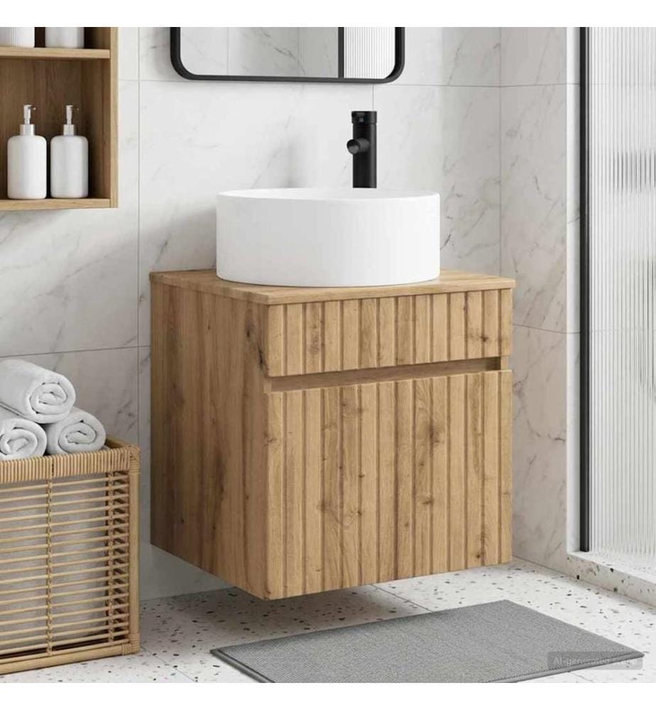 Meuble de lavabo mural Chêne artisanal 49 x 44,5 x 65,5 cm