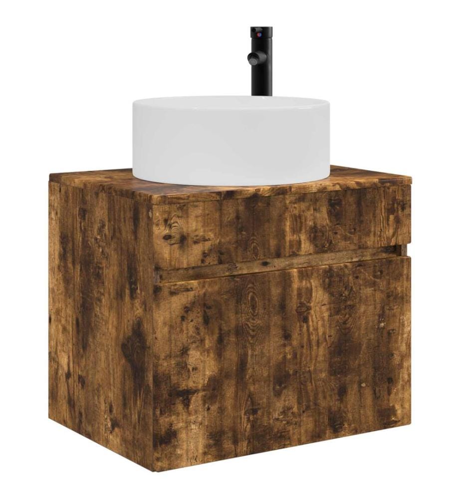 Cabinet de Salle de Bain Mural Chêne fumé 59 x 44,5 x 50 cm