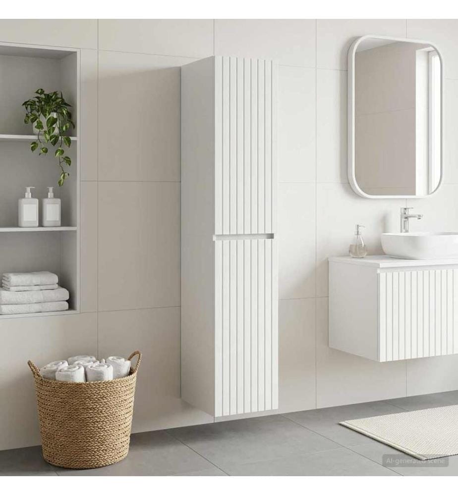 Cabinet de Salle de Bain Mural Blanc 33 x 34,5 x 160 cm