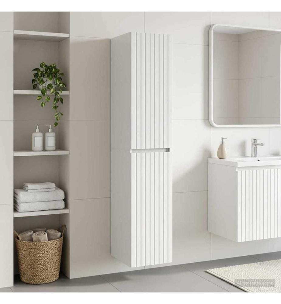 Wandmontierter Badezimmerschrank Hochglanz Weiss