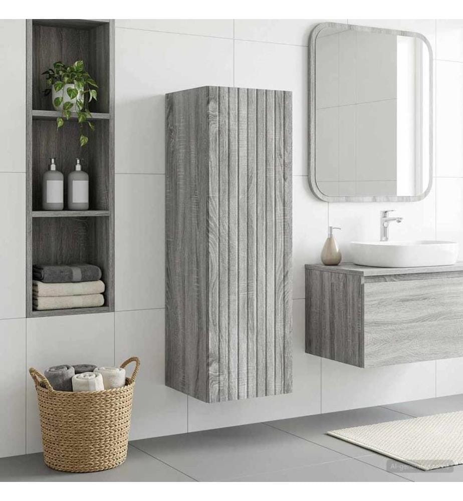 Wandmontierter Badezimmerschrank Grau Sonoma 33 x 34,5 x 100 cm