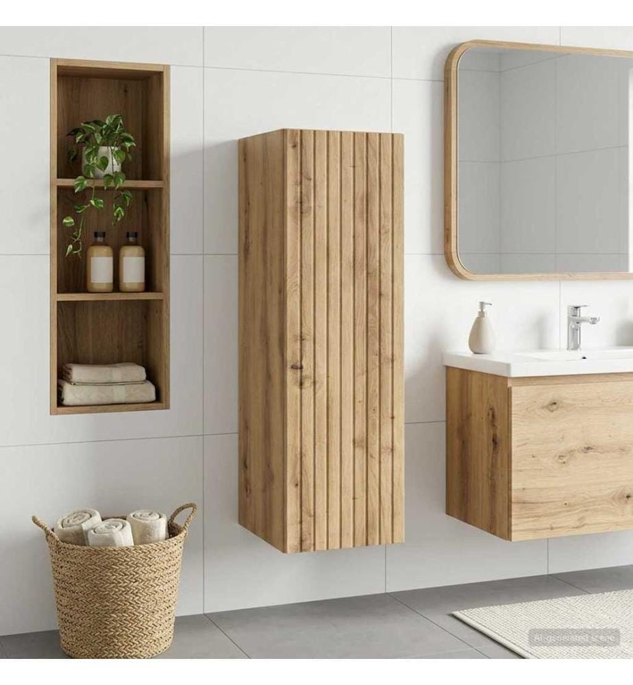 Cabinet de Salle de Bain Mural Chêne artisanal