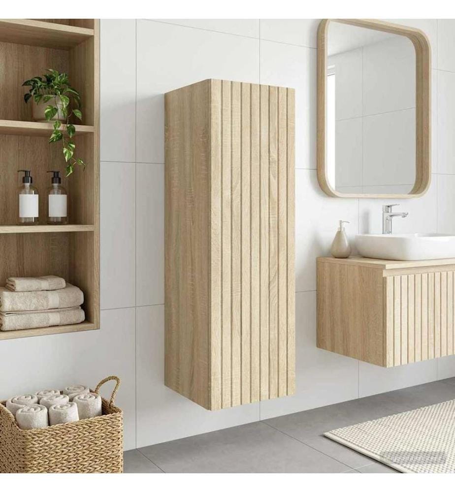 Cabinet de Salle de Bain Mural Chêne Sonoma 33 x 34,5 x 60 cm