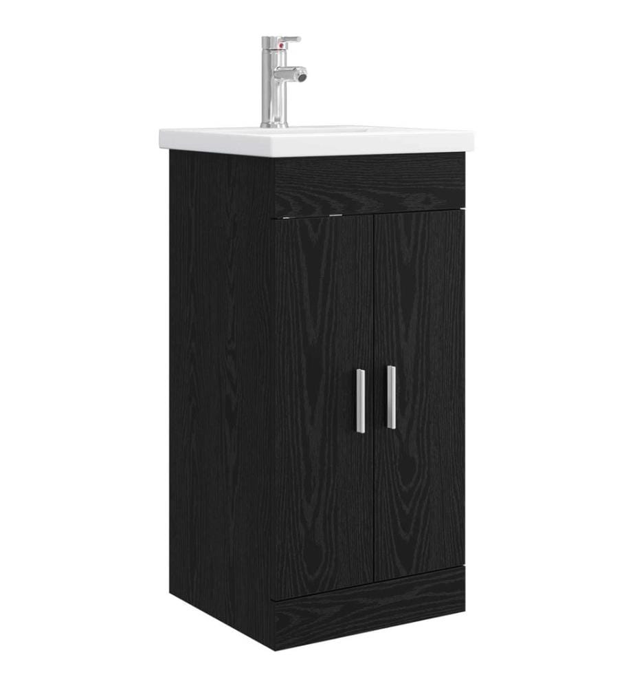 Badezimmerschrank mit Waschbecken Schwarze Eiche