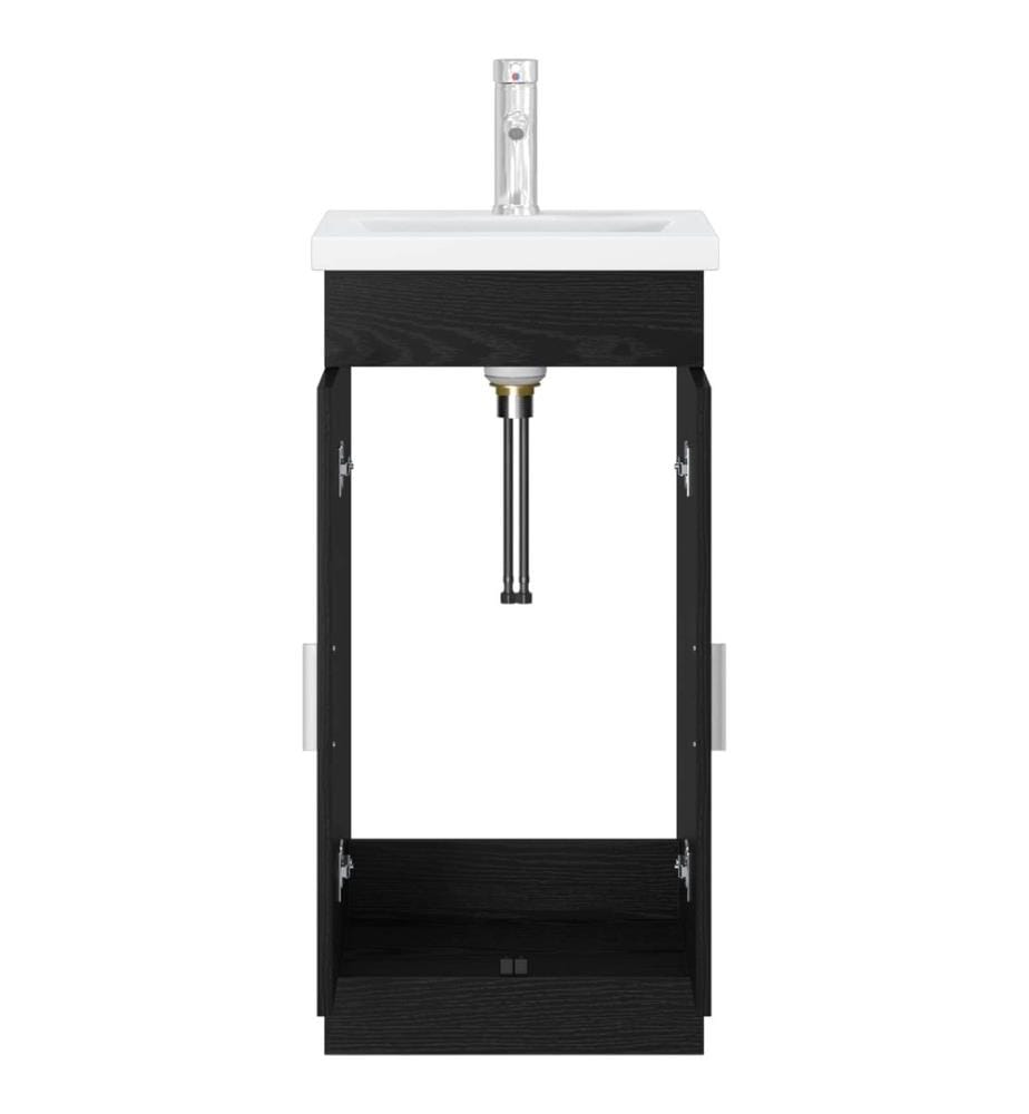 Badezimmerschrank mit Waschbecken Schwarze Eiche