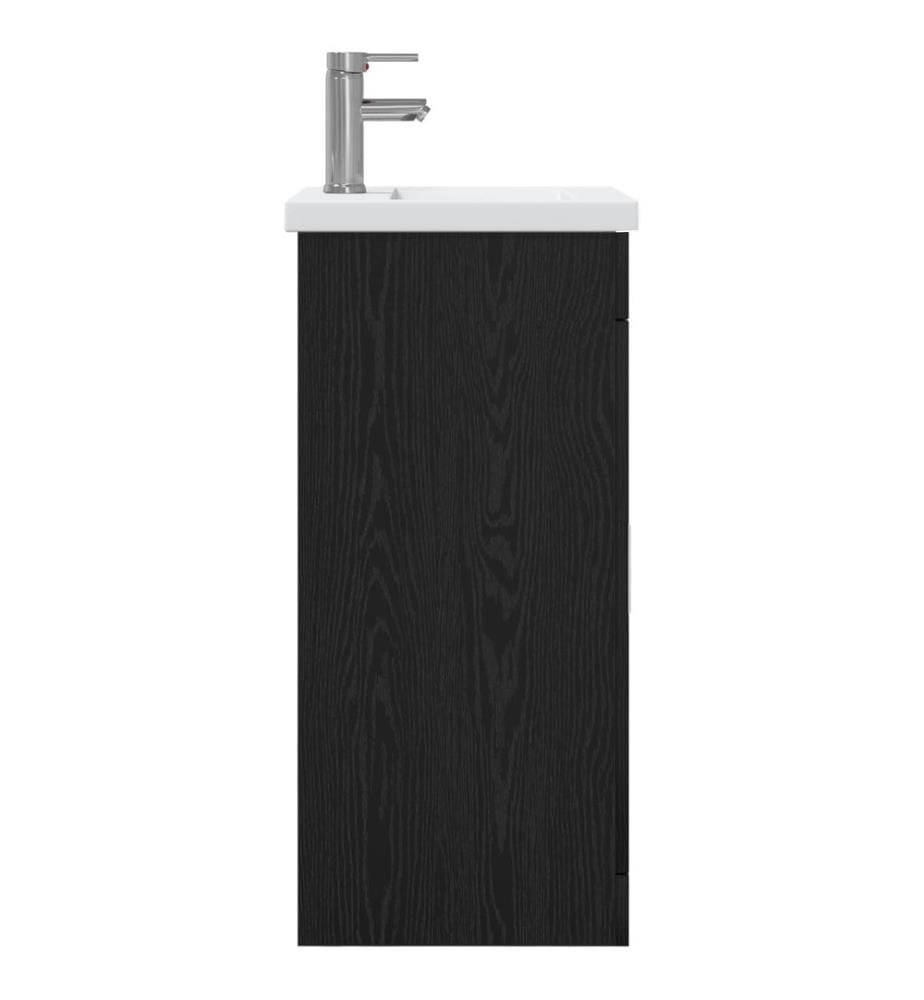 Badezimmerschrank mit Waschbecken Schwarze Eiche