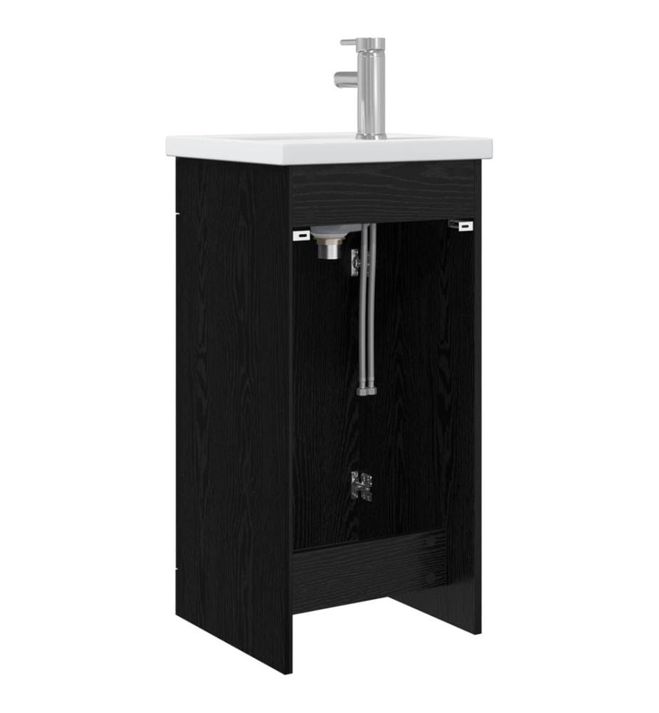 Badezimmerschrank mit Waschbecken Schwarze Eiche